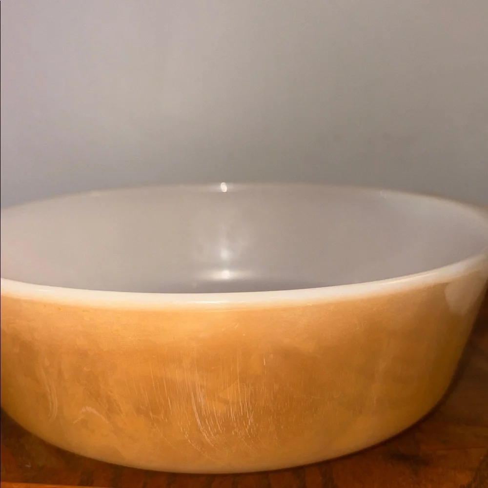 2 Pieces of Vintage Kitchenware Fireking Glasbake MCM Casserole & Mixing Bowl